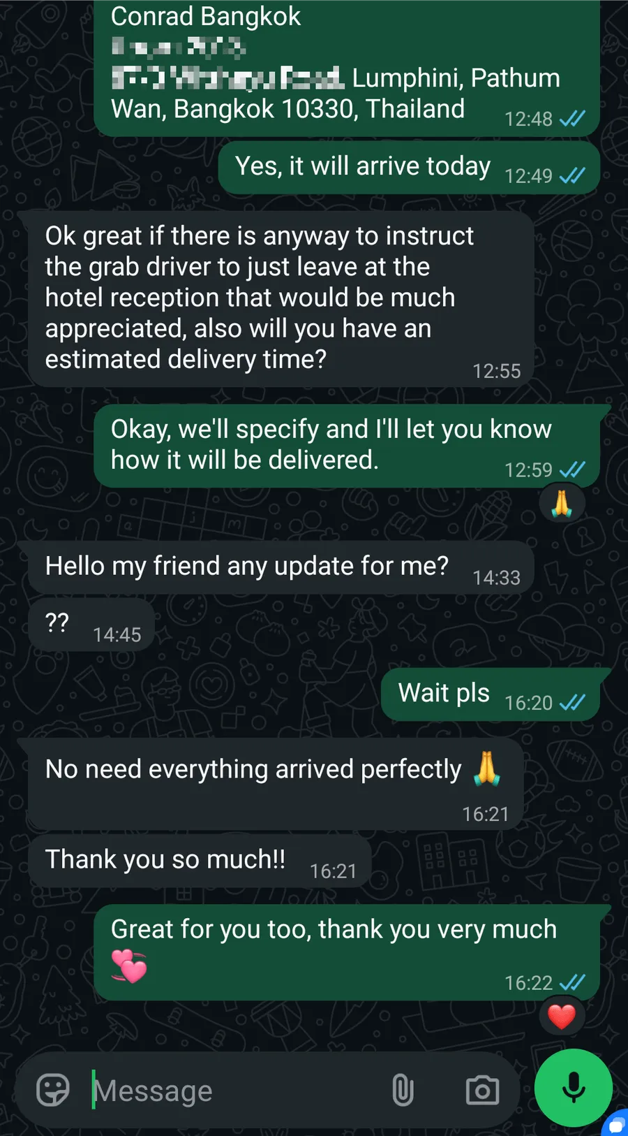 Échange WhatsApp avec un client 1