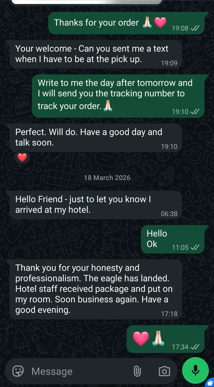 Échange WhatsApp avec un client 2