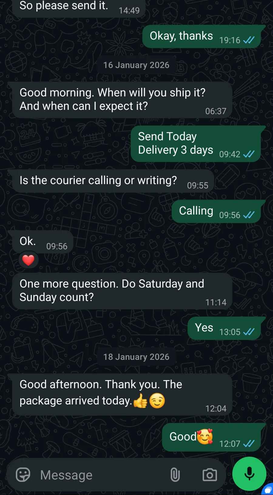 Échange WhatsApp avec un client 3