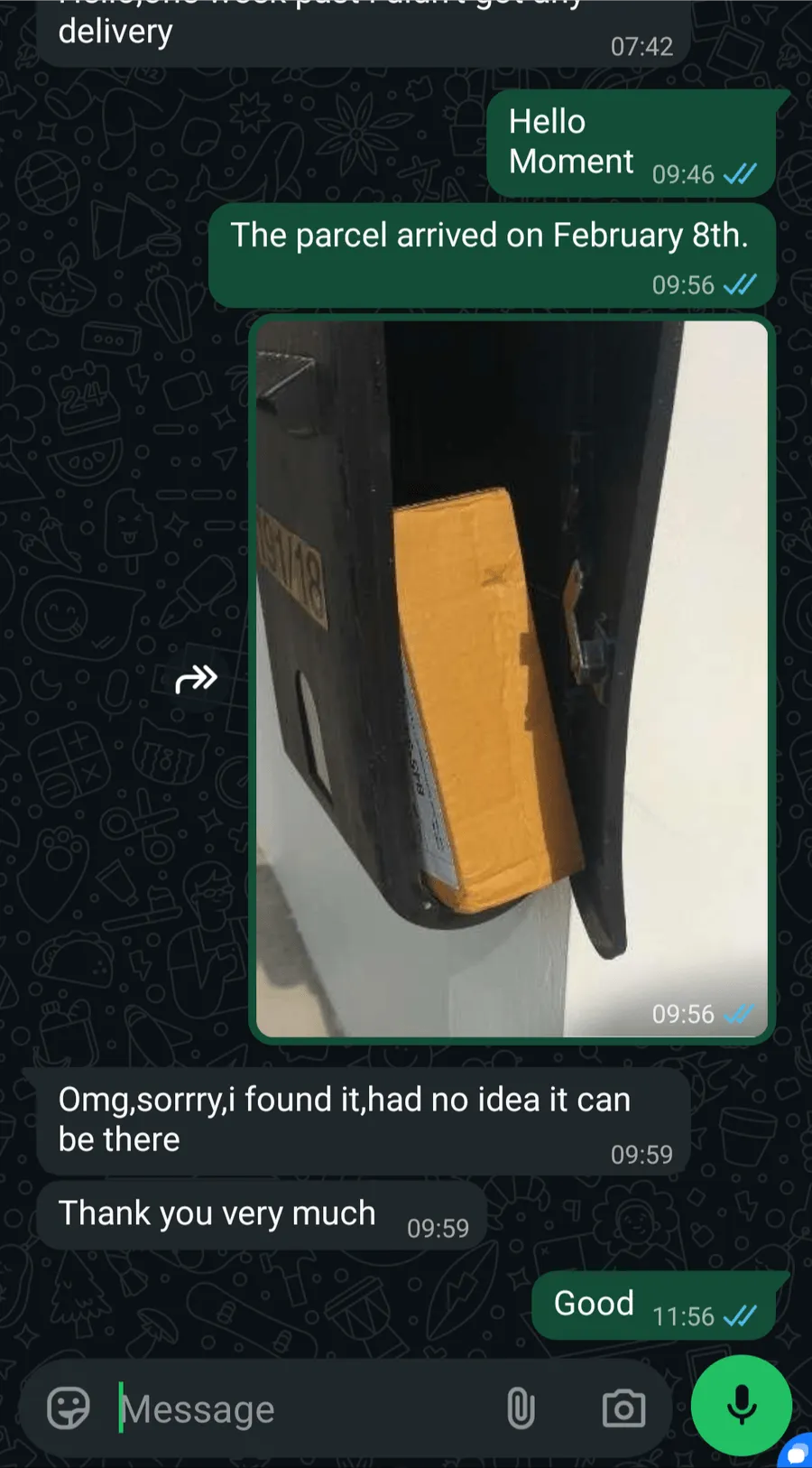 Échange WhatsApp avec un client 6