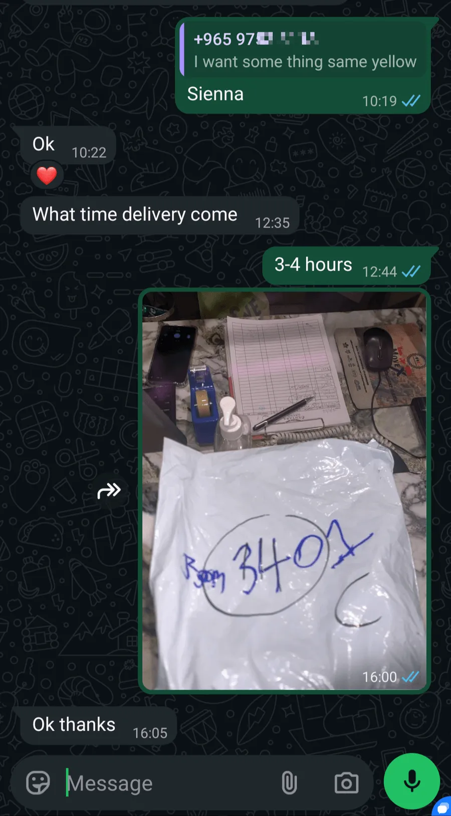 Échange WhatsApp avec un client 8