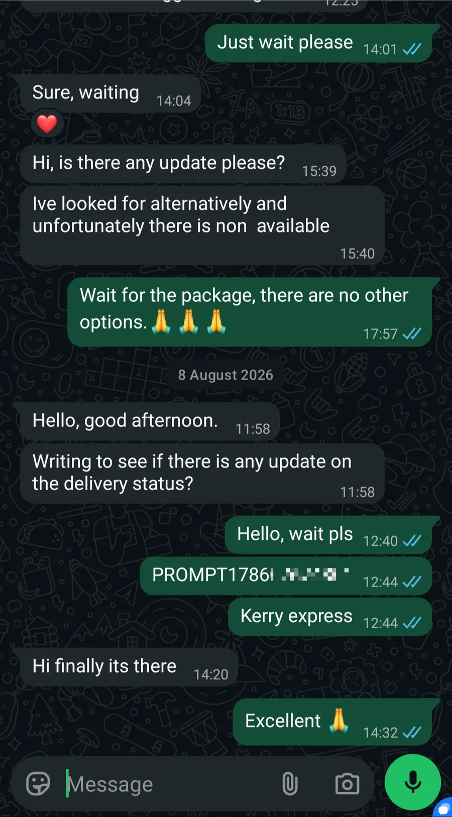 Échange WhatsApp avec un client 9