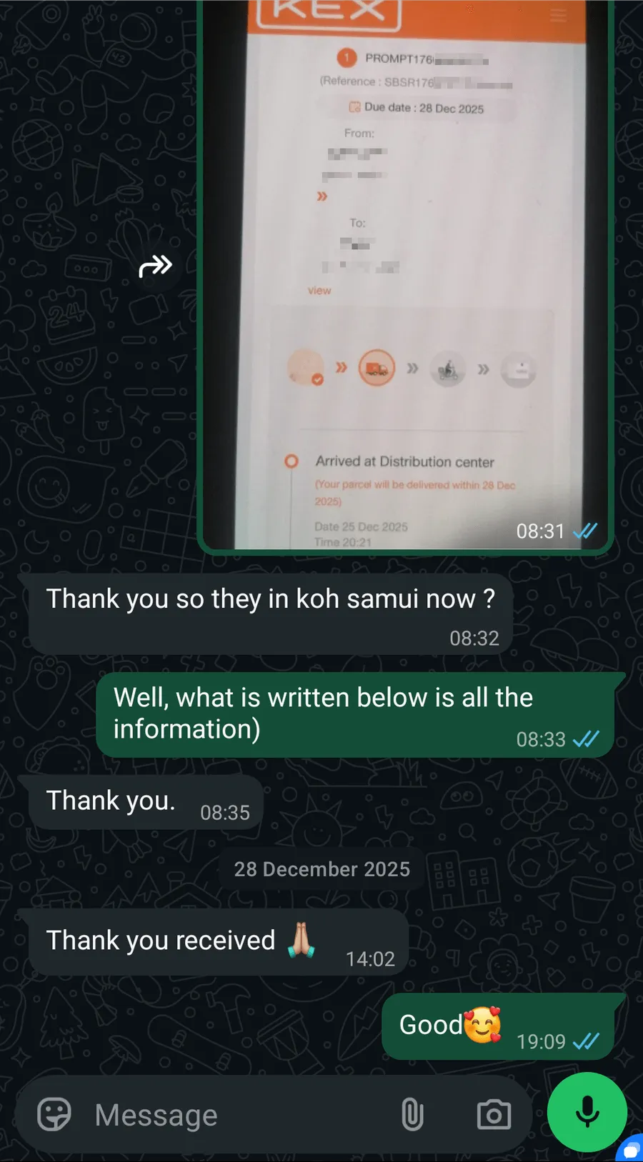 Échange WhatsApp avec un client 10